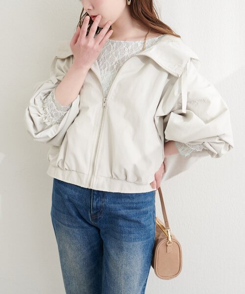 natural couture（ナチュラルクチュール）の「フード付きショートマンパ（マウンテンパーカー・レディース・ブラック/カーキ/グレイッシュベージュ/アイボリー・FREE）」の12枚目の写真