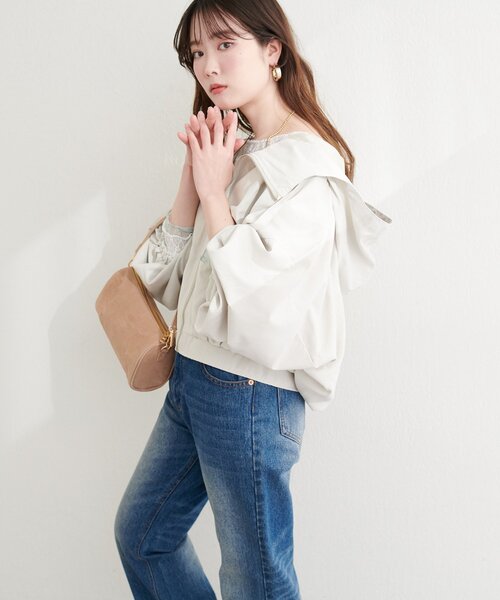 natural couture（ナチュラルクチュール）の「フード付きショートマンパ（マウンテンパーカー・レディース・ブラック/カーキ/グレイッシュベージュ/アイボリー・FREE）」の10枚目の写真