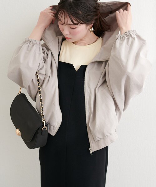 natural couture（ナチュラルクチュール）の「フード付きショートマンパ（マウンテンパーカー・レディース・ブラック/カーキ/グレイッシュベージュ/アイボリー・FREE）」の14枚目の写真