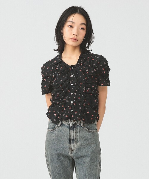 Ray BEAMS（レイビームス）の「フラワー プリント シャーリング シャツ（シャツ/ブラウス・レディース・オフホワイト/ブラック・ONE SIZE）」の10枚目の写真