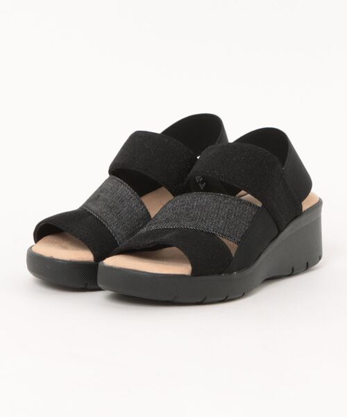 Piedi Nudi（ピエディヌーディ）の「BCC 異素材 ワイドベルト フィットサンダル（サンダル・レディース・ブラック/ベージュ/ブルー・LL/L/M/S）」の2枚目の写真