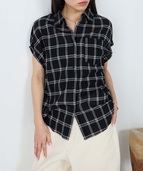 forksy.(フォルクシー)の「【forksy.】アソートデザイン ギャザー フレンチスリーブシャツ / 無地・ストライプ・チェック(シャツ/ブラウス・レディース・ホワイト系/チャコールグレー/ブルー/ピンク系/ブラック系/ブルー系・FREE)」の17枚目の写真