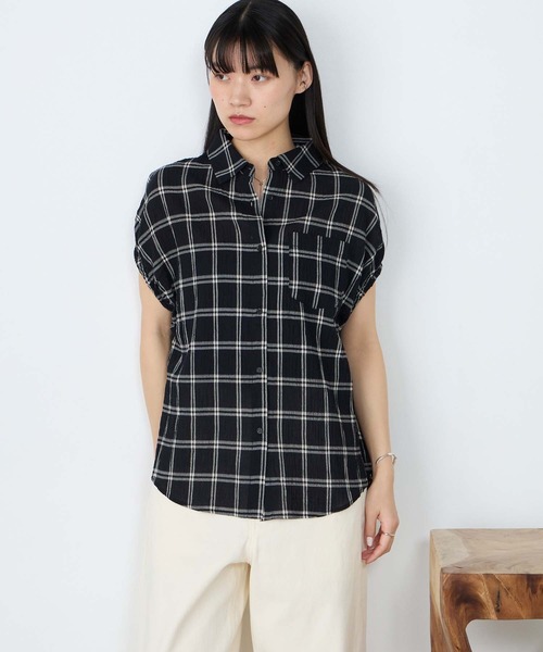 forksy.(フォルクシー)の「【forksy.】アソートデザイン ギャザー フレンチスリーブシャツ / 無地・ストライプ・チェック(シャツ/ブラウス・レディース・ホワイト系/チャコールグレー/ブルー/ピンク系/ブラック系/ブルー系・FREE)」の18枚目の写真
