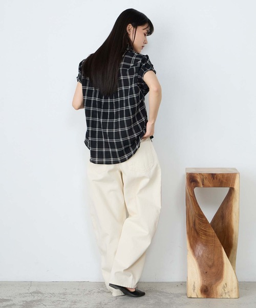 forksy.(フォルクシー)の「【forksy.】アソートデザイン ギャザー フレンチスリーブシャツ / 無地・ストライプ・チェック(シャツ/ブラウス・レディース・ホワイト系/チャコールグレー/ブルー/ピンク系/ブラック系/ブルー系・FREE)」の20枚目の写真