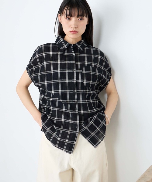 forksy.(フォルクシー)の「【forksy.】アソートデザイン ギャザー フレンチスリーブシャツ / 無地・ストライプ・チェック(シャツ/ブラウス・レディース・ホワイト系/チャコールグレー/ブルー/ピンク系/ブラック系/ブルー系・FREE)」の22枚目の写真