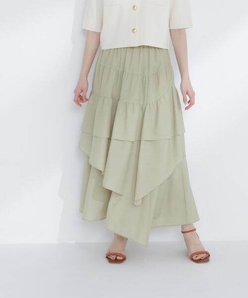 NATURAL BEAUTY BASIC(ナチュラルビューティーベーシック)の「◇アシンメトリーティアードスカート(スカート・レディース・ブラック/オフホワイト/ライトグリーン・P/S/MEDIUM)」の14枚目の写真