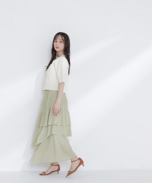 NATURAL BEAUTY BASIC(ナチュラルビューティーベーシック)の「◇アシンメトリーティアードスカート(スカート・レディース・ブラック/オフホワイト/ライトグリーン・P/S/MEDIUM)」の13枚目の写真