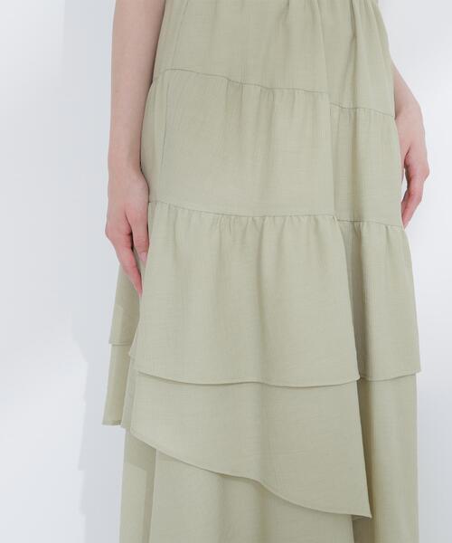 NATURAL BEAUTY BASIC(ナチュラルビューティーベーシック)の「◇アシンメトリーティアードスカート(スカート・レディース・ブラック/オフホワイト/ライトグリーン・P/S/MEDIUM)」の6枚目の写真