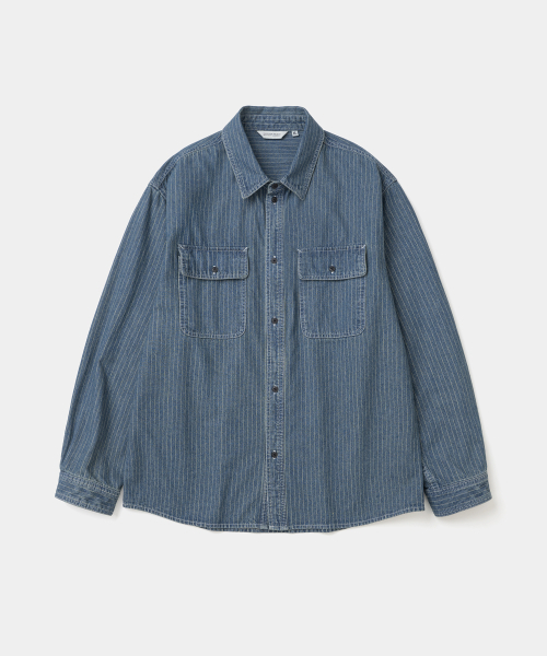 UNIFORM BRIDGE(ユニフォームブリッジ)の「wabash stripe work shirt indigo(シャツ/ブラウス・メンズ・その他・MEDIUM/LARGE/X-LARGE/XX-LARGE)」の1枚目の写真
