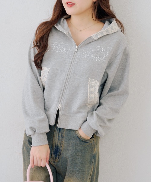 Another Branch olive des olive(アナザーブランチオリーブデオリーブ)の「【セットアップ対応】レース付ZIPパーカー(パーカー・レディース・オフホワイト/トップグレー/ピンク・FREE)」の22枚目の写真