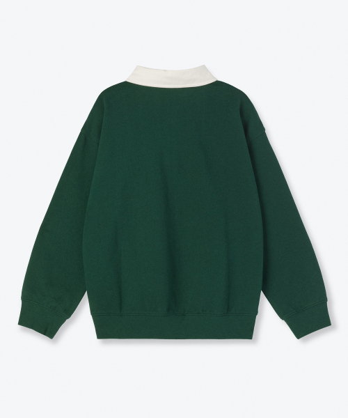 MUSINSA STANDARD KIDS（ムシンサスタンダードキッズ）の「オーバーサイズラグビースウェットシャツ[ディープグリーン]（スウェット・レディース・その他・100/110/120/130/140/150/160）」の3枚目の写真