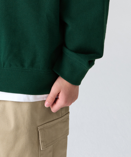 MUSINSA STANDARD KIDS（ムシンサスタンダードキッズ）の「オーバーサイズラグビースウェットシャツ[ディープグリーン]（スウェット・レディース・その他・100/110/120/130/140/150/160）」の6枚目の写真