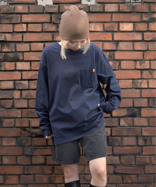 UNIVERSAL OVERALL（ユニバーサルオーバーオール）の「UNIVERSAL OVERALL / Pocket L/S TEE / ポケット長袖Tシャツ（Tシャツ/カットソー・メンズ・オートミール/ネイビー/ブラック/グレイッシュブルー/ライム/ホワイト・S/M/L）」の5枚目の写真