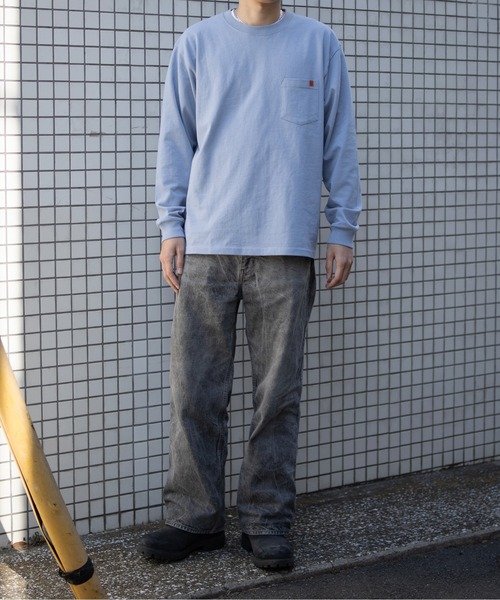 UNIVERSAL OVERALL（ユニバーサルオーバーオール）の「UNIVERSAL OVERALL / Pocket L/S TEE / ポケット長袖Tシャツ（Tシャツ/カットソー・メンズ・オートミール/ネイビー/ブラック/グレイッシュブルー/ライム/ホワイト・S/M/L）」の6枚目の写真