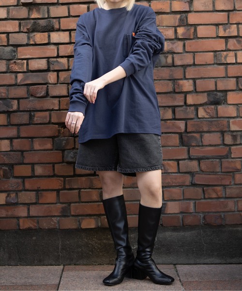 UNIVERSAL OVERALL（ユニバーサルオーバーオール）の「UNIVERSAL OVERALL / Pocket L/S TEE / ポケット長袖Tシャツ（Tシャツ/カットソー・メンズ・オートミール/ネイビー/ブラック/グレイッシュブルー/ライム/ホワイト・S/M/L）」の14枚目の写真