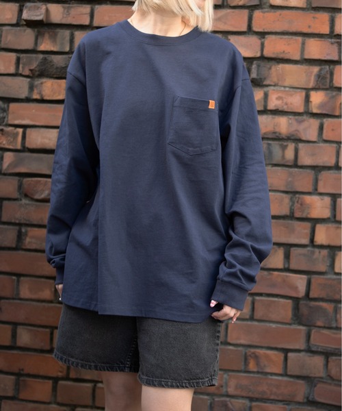 UNIVERSAL OVERALL（ユニバーサルオーバーオール）の「UNIVERSAL OVERALL / Pocket L/S TEE / ポケット長袖Tシャツ（Tシャツ/カットソー・メンズ・オートミール/ネイビー/ブラック/グレイッシュブルー/ライム/ホワイト・S/M/L）」の15枚目の写真