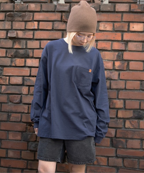 UNIVERSAL OVERALL（ユニバーサルオーバーオール）の「UNIVERSAL OVERALL / Pocket L/S TEE / ポケット長袖Tシャツ（Tシャツ/カットソー・メンズ・オートミール/ネイビー/ブラック/グレイッシュブルー/ライム/ホワイト・S/M/L）」の16枚目の写真