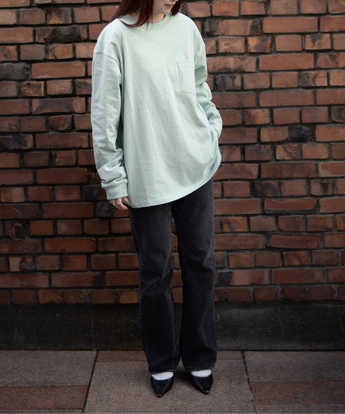 UNIVERSAL OVERALL（ユニバーサルオーバーオール）の「UNIVERSAL OVERALL / Pocket L/S TEE / ポケット長袖Tシャツ（Tシャツ/カットソー・メンズ・オートミール/ネイビー/ブラック/グレイッシュブルー/ライム/ホワイト・S/M/L）」の17枚目の写真
