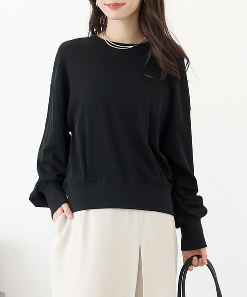 Aletta vita(アレッタビータ)の「シアー裏毛クルーネックプルオーバー(Tシャツ/カットソー・レディース・ブラック/オフホワイト・FREE)」の12枚目の写真