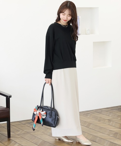 Aletta vita(アレッタビータ)の「シアー裏毛クルーネックプルオーバー(Tシャツ/カットソー・レディース・ブラック/オフホワイト・FREE)」の18枚目の写真