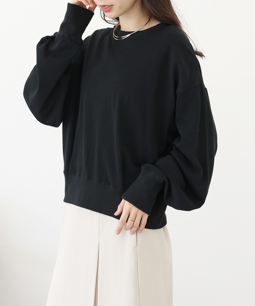 Aletta vita(アレッタビータ)の「シアー裏毛クルーネックプルオーバー(Tシャツ/カットソー・レディース・ブラック/オフホワイト・FREE)」の14枚目の写真