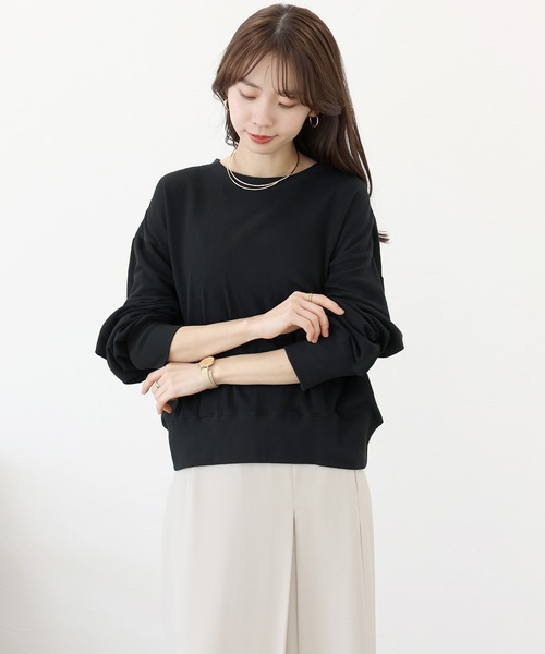 Aletta vita(アレッタビータ)の「シアー裏毛クルーネックプルオーバー(Tシャツ/カットソー・レディース・ブラック/オフホワイト・FREE)」の15枚目の写真