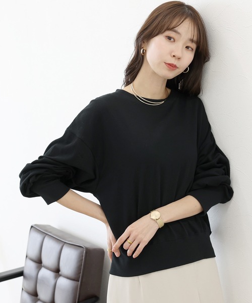 Aletta vita(アレッタビータ)の「シアー裏毛クルーネックプルオーバー(Tシャツ/カットソー・レディース・ブラック/オフホワイト・FREE)」の16枚目の写真