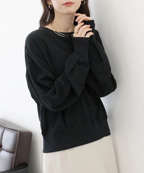 Aletta vita(アレッタビータ)の「シアー裏毛クルーネックプルオーバー(Tシャツ/カットソー・レディース・ブラック/オフホワイト・FREE)」の13枚目の写真