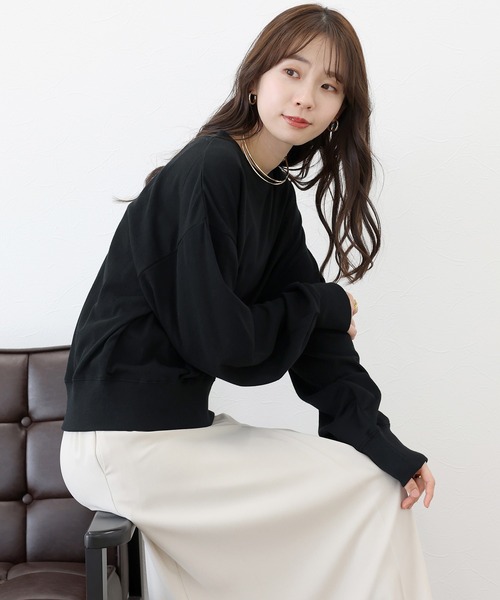 Aletta vita(アレッタビータ)の「シアー裏毛クルーネックプルオーバー(Tシャツ/カットソー・レディース・ブラック/オフホワイト・FREE)」の17枚目の写真