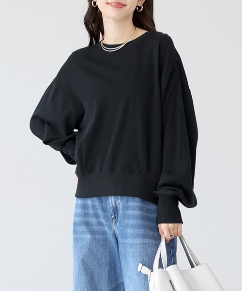 Aletta vita(アレッタビータ)の「シアー裏毛クルーネックプルオーバー(Tシャツ/カットソー・レディース・ブラック/オフホワイト・FREE)」の19枚目の写真