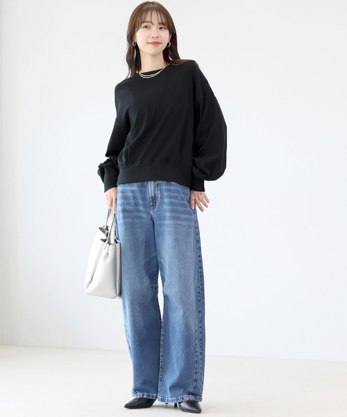 Aletta vita(アレッタビータ)の「シアー裏毛クルーネックプルオーバー(Tシャツ/カットソー・レディース・ブラック/オフホワイト・FREE)」の22枚目の写真