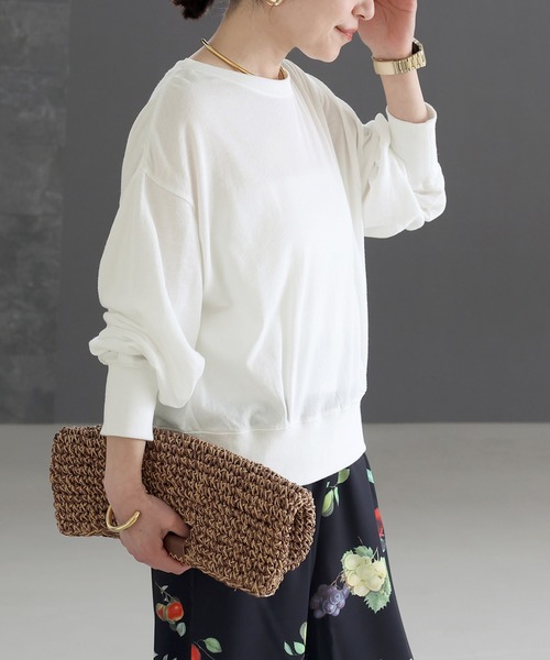 Aletta vita(アレッタビータ)の「シアー裏毛クルーネックプルオーバー(Tシャツ/カットソー・レディース・ブラック/オフホワイト・FREE)」の3枚目の写真