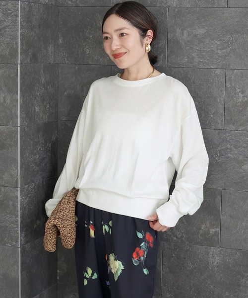 Aletta vita(アレッタビータ)の「シアー裏毛クルーネックプルオーバー(Tシャツ/カットソー・レディース・ブラック/オフホワイト・FREE)」の8枚目の写真