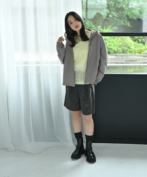 STYLE DELI(スタイルデリ)の「【BLK001】マットタッチパーカーブルゾン(ブルゾン・レディース・グレー/ブラック・FREE)」の15枚目の写真
