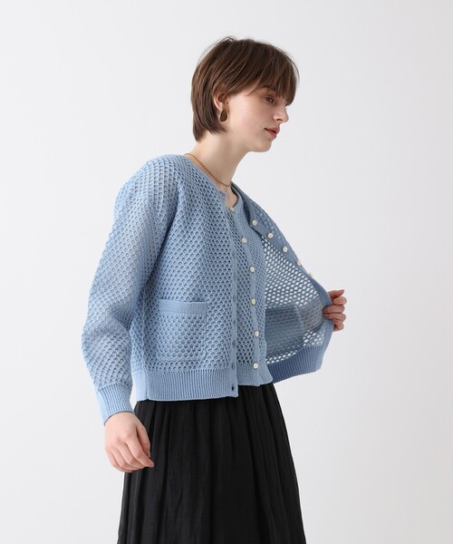allureville（アルアバイル）の「透かし編みカーディガン（カーディガン/ボレロ・レディース・ブルー/オフホワイト・2）」の13枚目の写真
