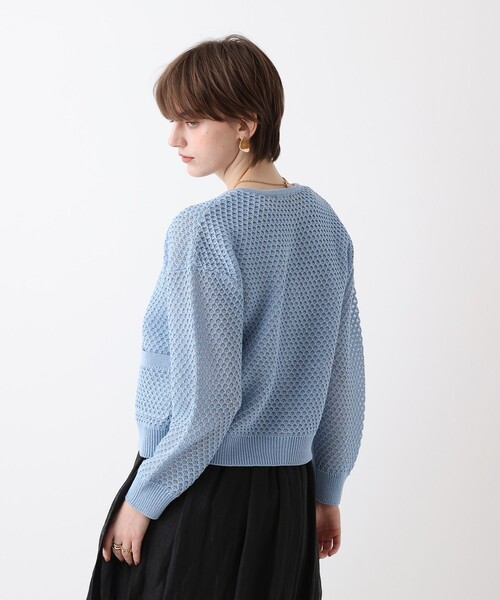 allureville（アルアバイル）の「透かし編みカーディガン（カーディガン/ボレロ・レディース・ブルー/オフホワイト・2）」の14枚目の写真