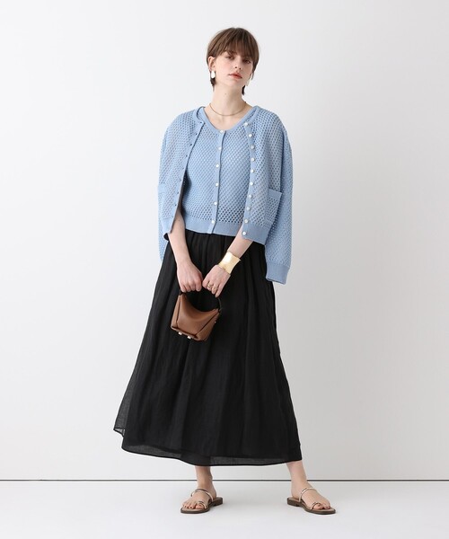 allureville（アルアバイル）の「透かし編みカーディガン（カーディガン/ボレロ・レディース・ブルー/オフホワイト・2）」の15枚目の写真