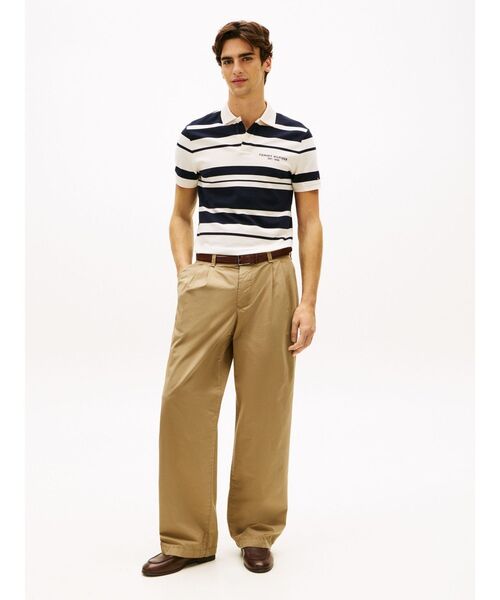 TOMMY HILFIGER（トミーヒルフィガー）の「コットンピケマルチボーダーレギュラーフィットポロシャツ（ポロシャツ・メンズ・ネイビー・LARGE/X-LARGE/SMALL/MEDIUM）」の3枚目の写真