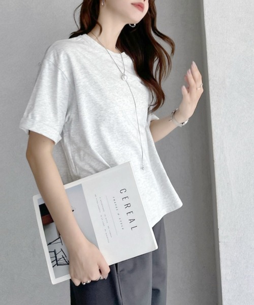 TREOVER(トレオーバー)の「さり気ない袖デザインで差がつくベーシックTシャツ(Tシャツ/カットソー・レディース・ネイビー系/レッド/ブラック/オートミール/オフホワイト/ピンク/ブラック系・FREE)」の18枚目の写真