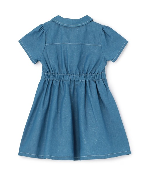 KP（ケーピー）の「ラメデニム　シャツワンピ（シャツワンピース・キッズ・ネイビー/ブルー・110cm/120cm/130cm/140cm/150cm）」の3枚目の写真