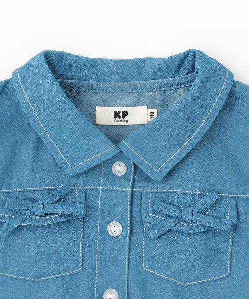 KP（ケーピー）の「ラメデニム　シャツワンピ（シャツワンピース・キッズ・ネイビー/ブルー・110cm/120cm/130cm/140cm/150cm）」の4枚目の写真