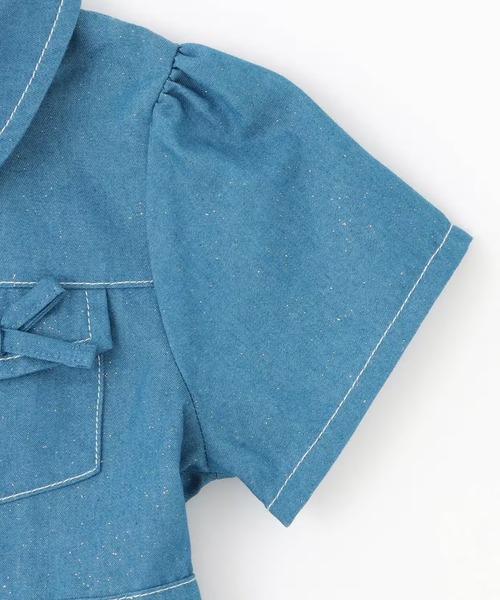 KP（ケーピー）の「ラメデニム　シャツワンピ（シャツワンピース・キッズ・ネイビー/ブルー・110cm/120cm/130cm/140cm/150cm）」の5枚目の写真