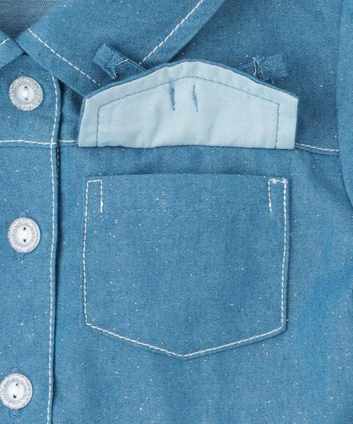 KP（ケーピー）の「ラメデニム　シャツワンピ（シャツワンピース・キッズ・ネイビー/ブルー・110cm/120cm/130cm/140cm/150cm）」の6枚目の写真