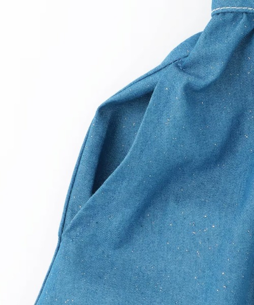 KP（ケーピー）の「ラメデニム　シャツワンピ（シャツワンピース・キッズ・ネイビー/ブルー・110cm/120cm/130cm/140cm/150cm）」の7枚目の写真