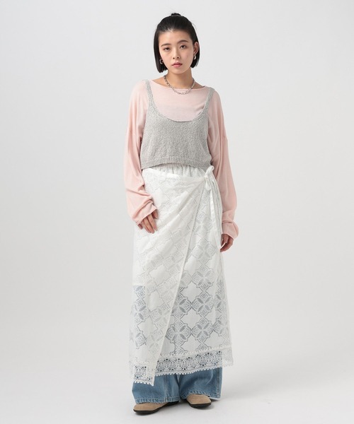 BAYFLOW（ベイフロー）の「2WAYニットキャミビスチェ（その他トップス・レディース・ネイビー/オフホワイト/グレー・FREE）」の4枚目の写真