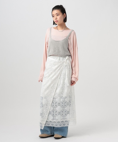 BAYFLOW（ベイフロー）の「2WAYニットキャミビスチェ（その他トップス・レディース・ネイビー/オフホワイト/グレー・FREE）」の5枚目の写真