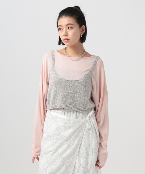 BAYFLOW（ベイフロー）の「2WAYニットキャミビスチェ（その他トップス・レディース・ネイビー/オフホワイト/グレー・FREE）」の7枚目の写真