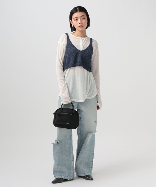 BAYFLOW（ベイフロー）の「2WAYニットキャミビスチェ（その他トップス・レディース・ネイビー/オフホワイト/グレー・FREE）」の9枚目の写真