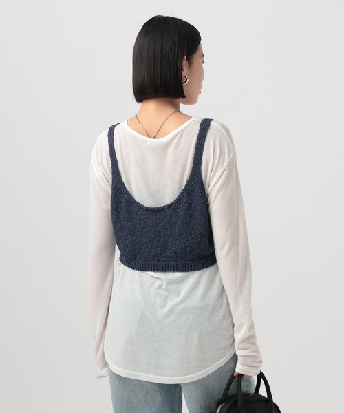 BAYFLOW（ベイフロー）の「2WAYニットキャミビスチェ（その他トップス・レディース・ネイビー/オフホワイト/グレー・FREE）」の12枚目の写真
