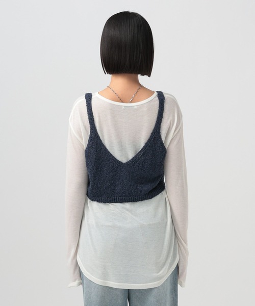 BAYFLOW（ベイフロー）の「2WAYニットキャミビスチェ（その他トップス・レディース・ネイビー/オフホワイト/グレー・FREE）」の14枚目の写真